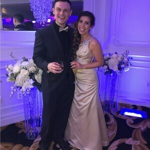 David's Bridal Beige Gown